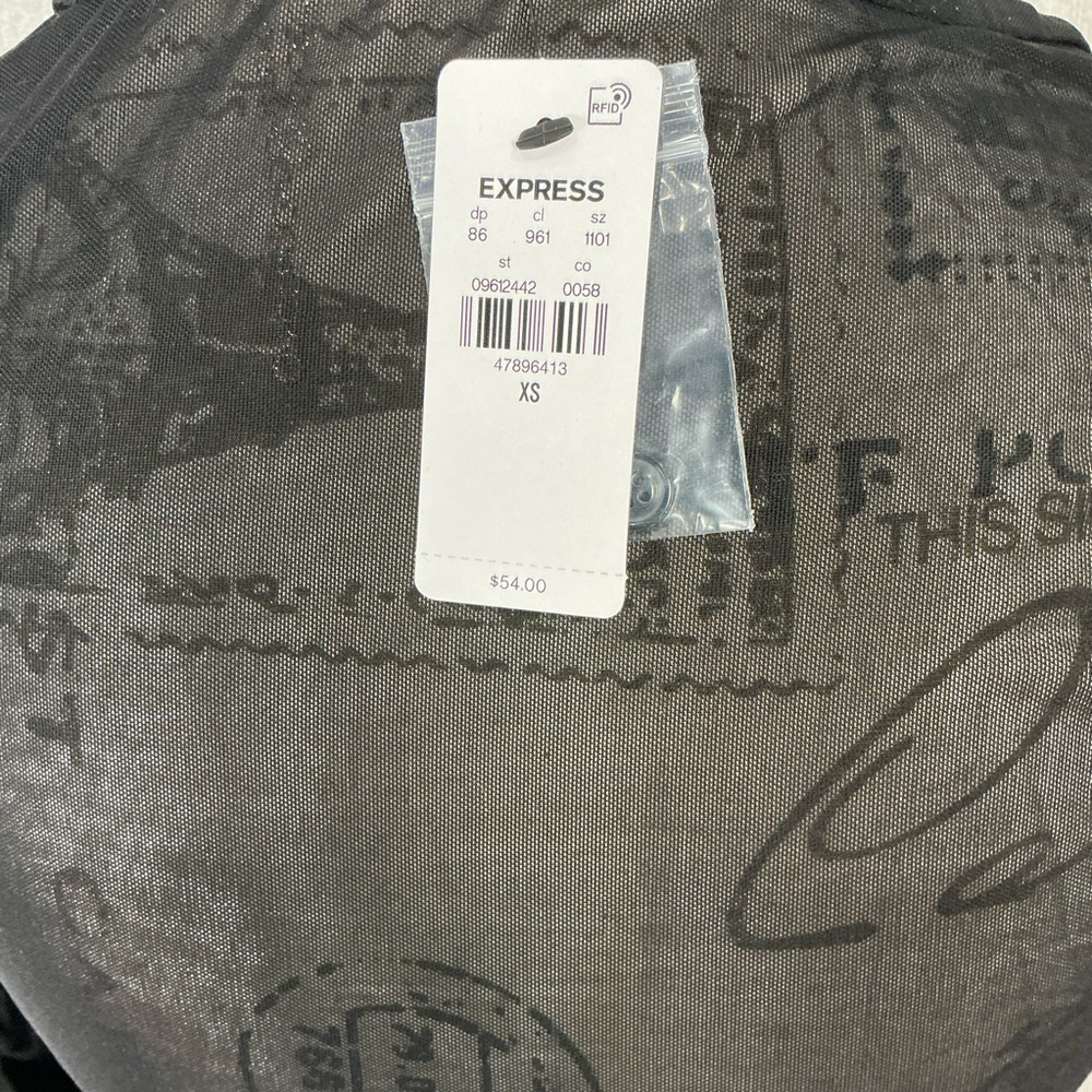 Express Sheer Black Ruched Button-Front Women's Top Size XS - Picture 7 of 12